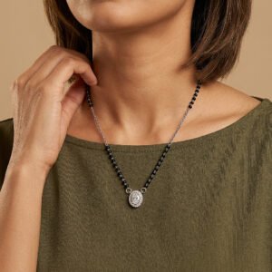 Silver Oval Halo Mangalsutra hover