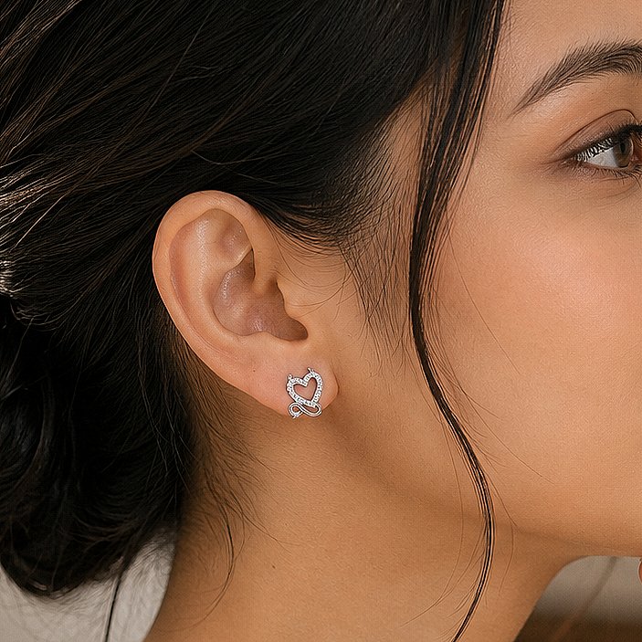 Devil Heart Silver Stud Earrings