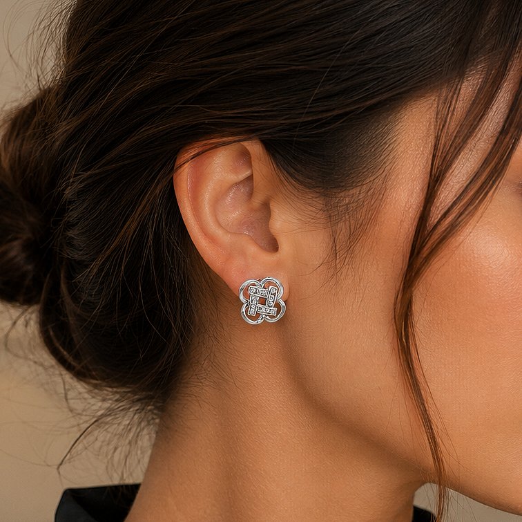 Infinity Knot Silver Stud Earrings