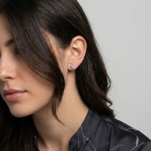 Trillion Solitaire Silver Screw Stud Earrings hover