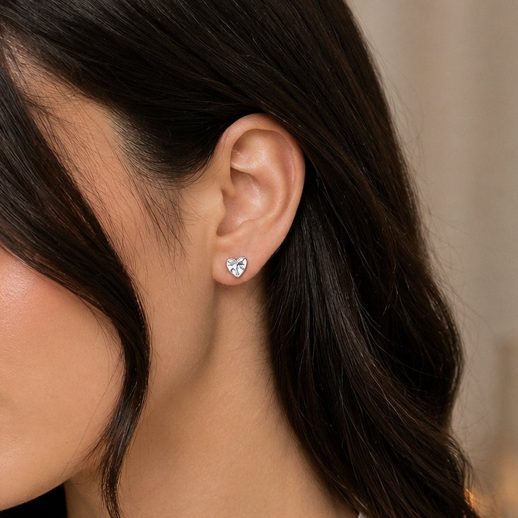Trillion Solitaire Silver Screw Stud Earrings