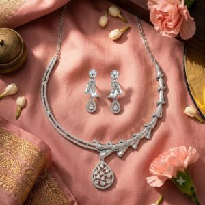 Crystal Cascade Drop Necklace hover