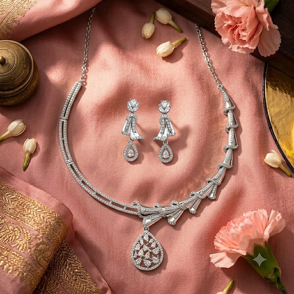 Crystal Cascade Drop Necklace