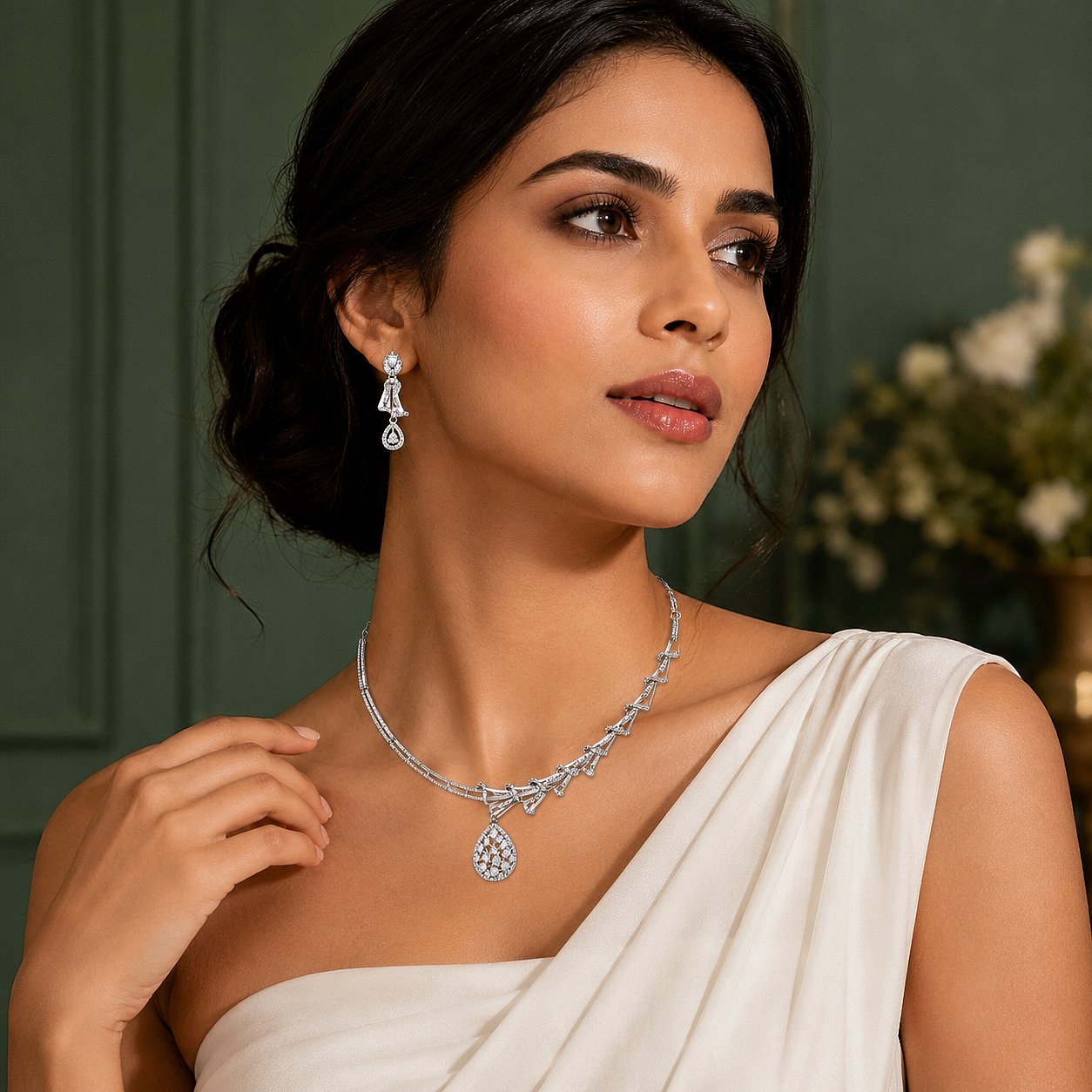 Crystal Cascade Drop Necklace